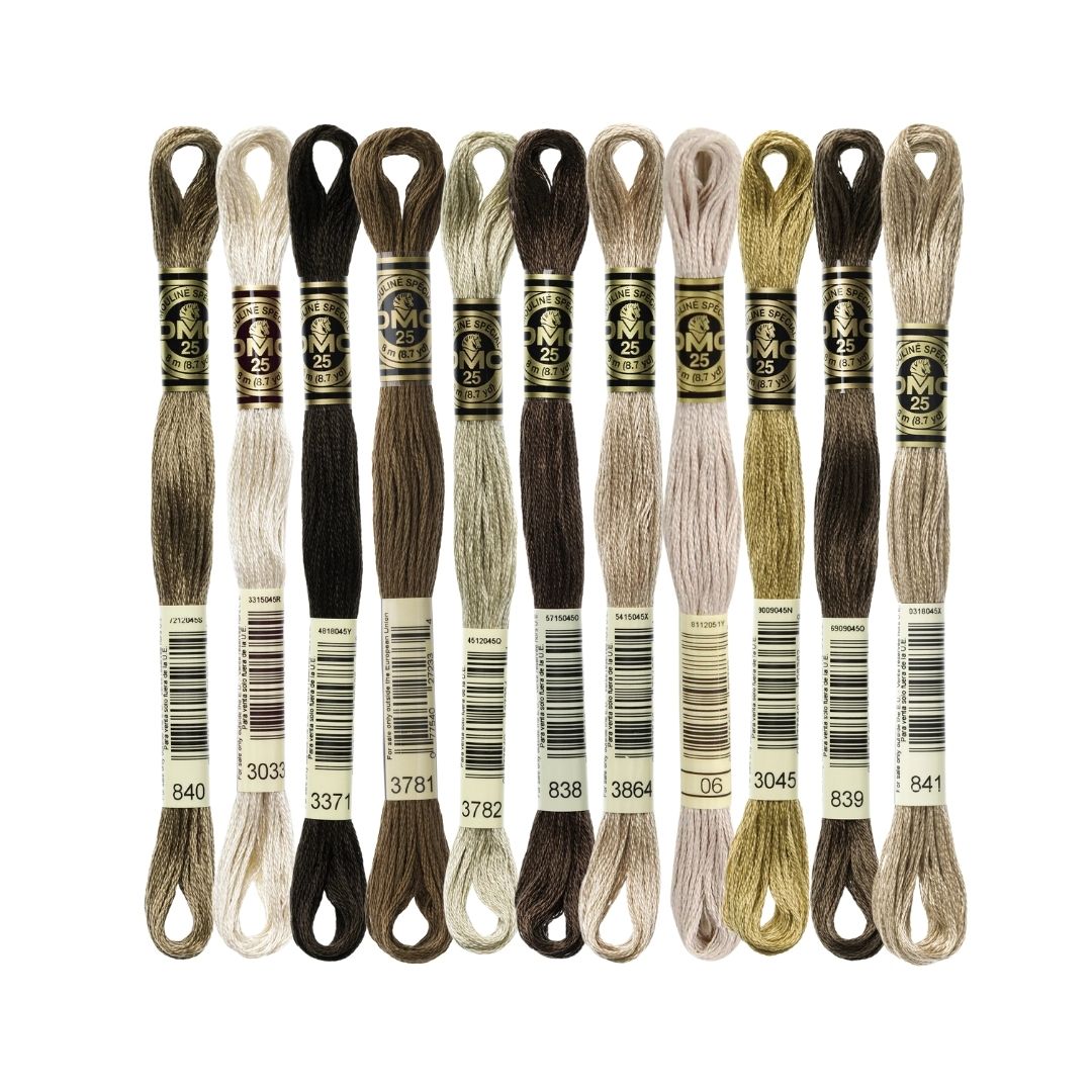 DMC Stranded Cotton Mouliné Spécial Embroidery Thread Colour Pack (The Popular Brown Shades)