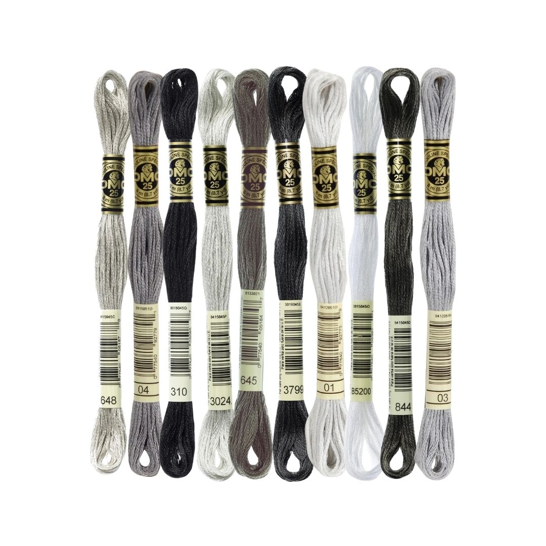 DMC Stranded Cotton Mouliné Spécial Embroidery Thread Colour Pack (The Popular Monochrome Shades)