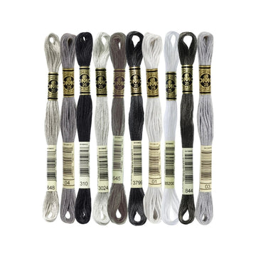 DMC Stranded Cotton Mouliné Spécial Embroidery Thread Colour Pack (The Popular Monochrome Shades)