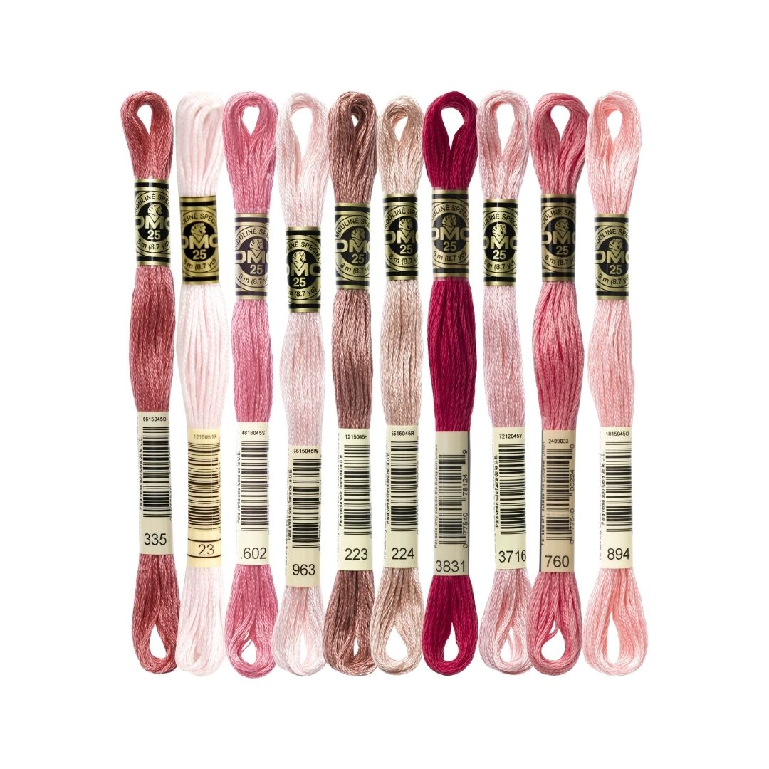 DMC Stranded Cotton Mouliné Spécial Embroidery Thread Colour Pack (The Popular Pink Shades)