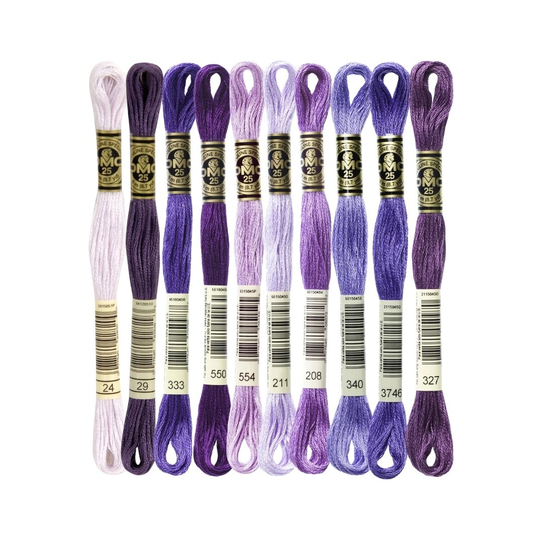 DMC Stranded Cotton Mouliné Spécial Embroidery Thread Colour Pack (The Popular Purple Shades)