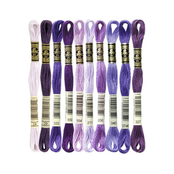 DMC Stranded Cotton Mouliné Spécial Embroidery Thread Colour Pack (The Popular Purple Shades)