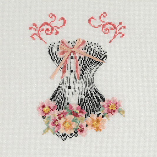 DMC Cross Stitch Kit - Corset (Corset with Pink Ribbon)