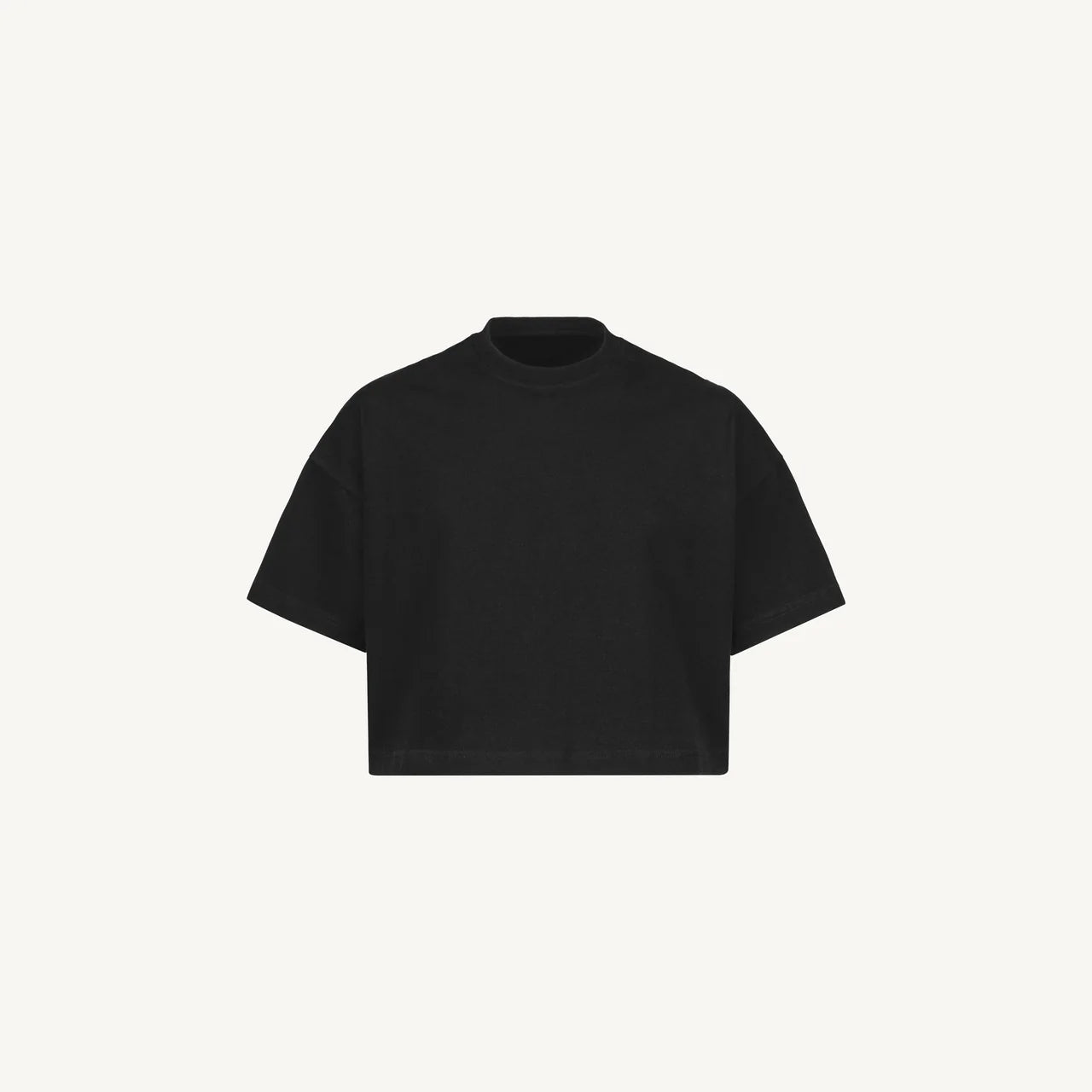 Handmayk Luxury Cropped Oversized Fit with Crew Neck T-Shirt for Adults (Black)