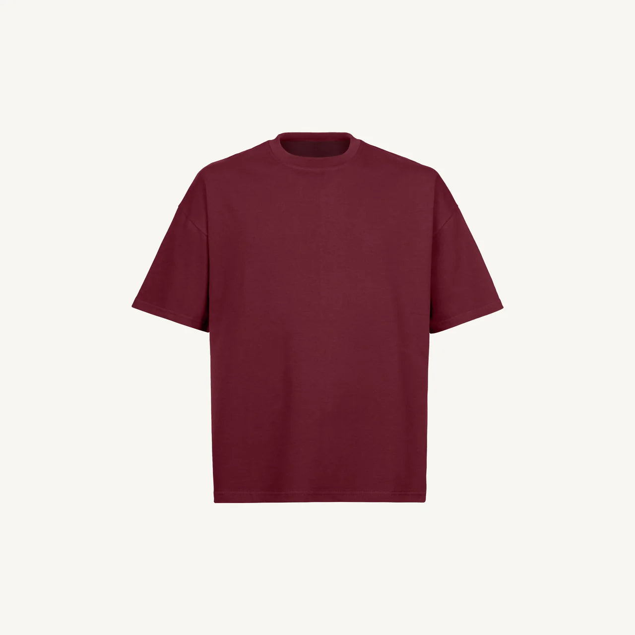 Handmayk Luxury Oversized Boxy Fit with Crew Neck T-Shirt for Adults (Burgundy)