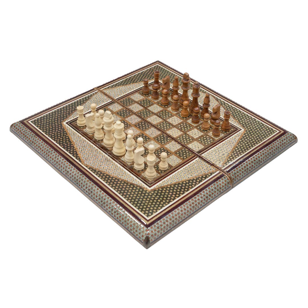 Handmade Persian Khatam Chess and Backgammon Set