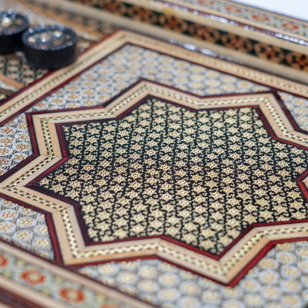 Handmade Persian Khatam Chess and Backgammon Set