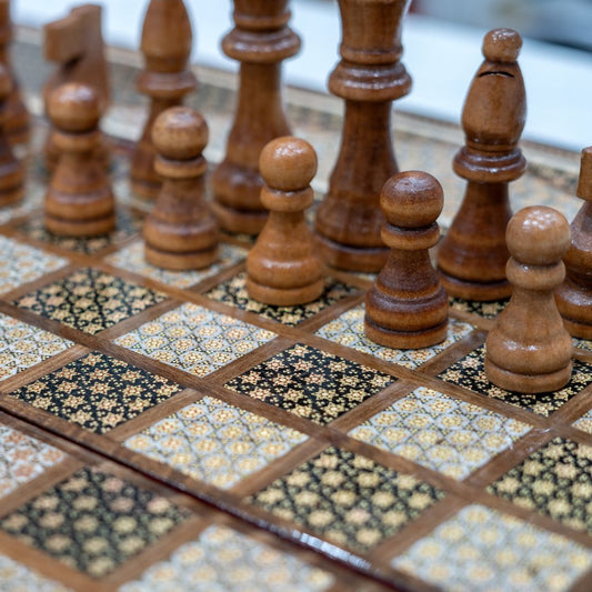 Handmade Persian Khatam Chess and Backgammon Set