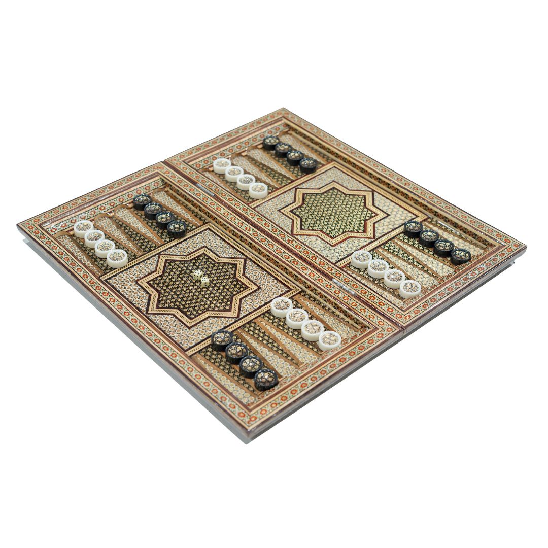 Handmade Persian Khatam Chess and Backgammon Set