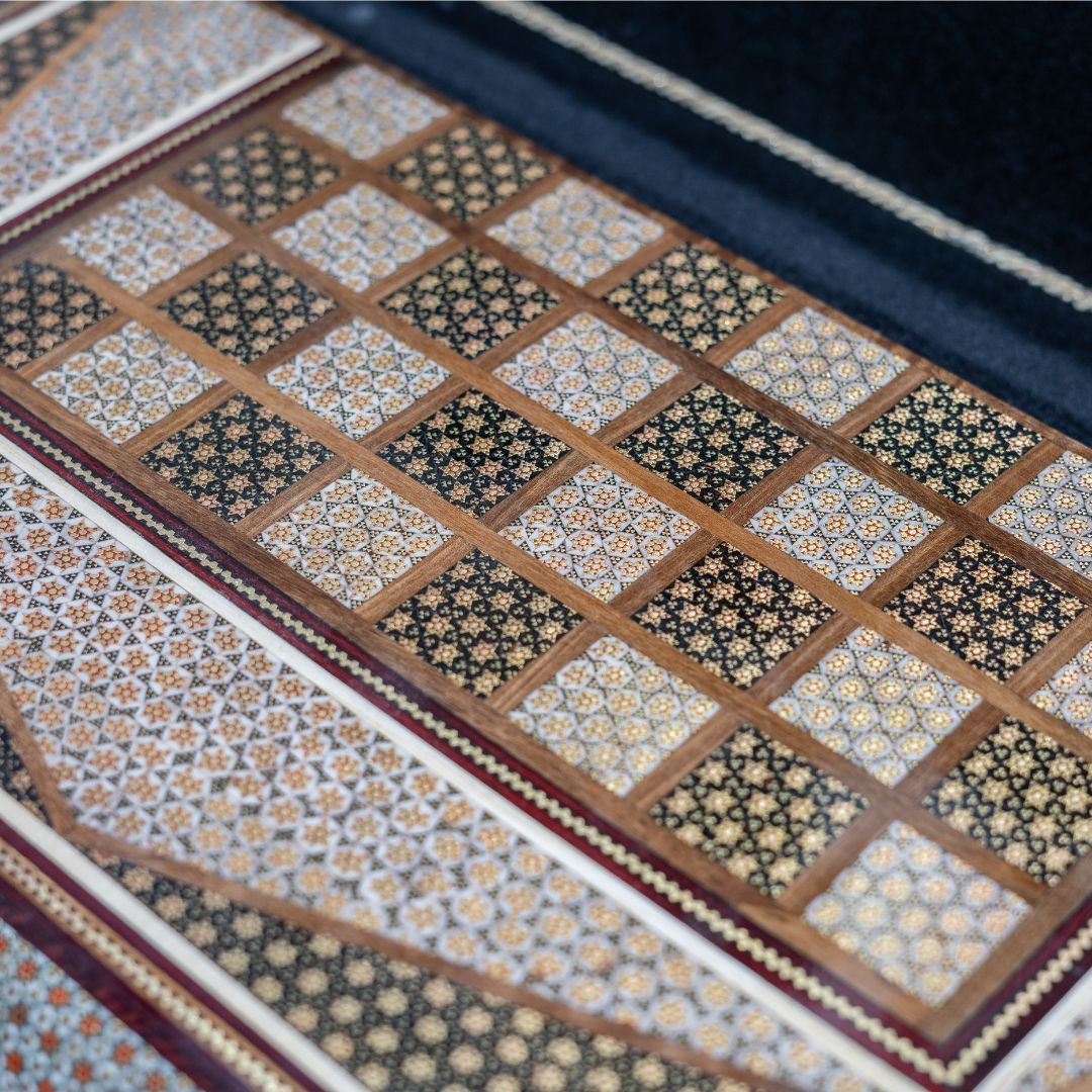 Handmade Persian Khatam Chess and Backgammon Set