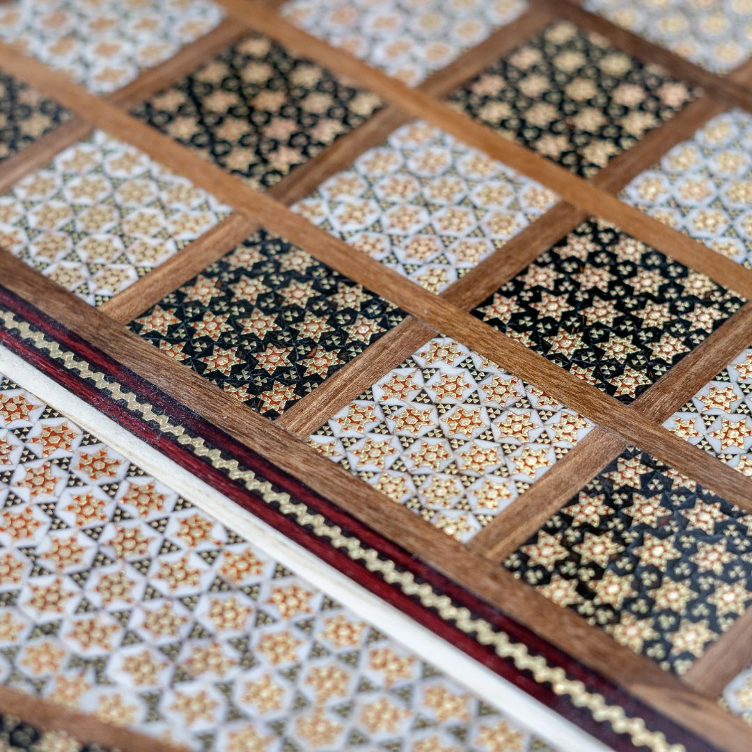 Handmade Persian Khatam Chess and Backgammon Set