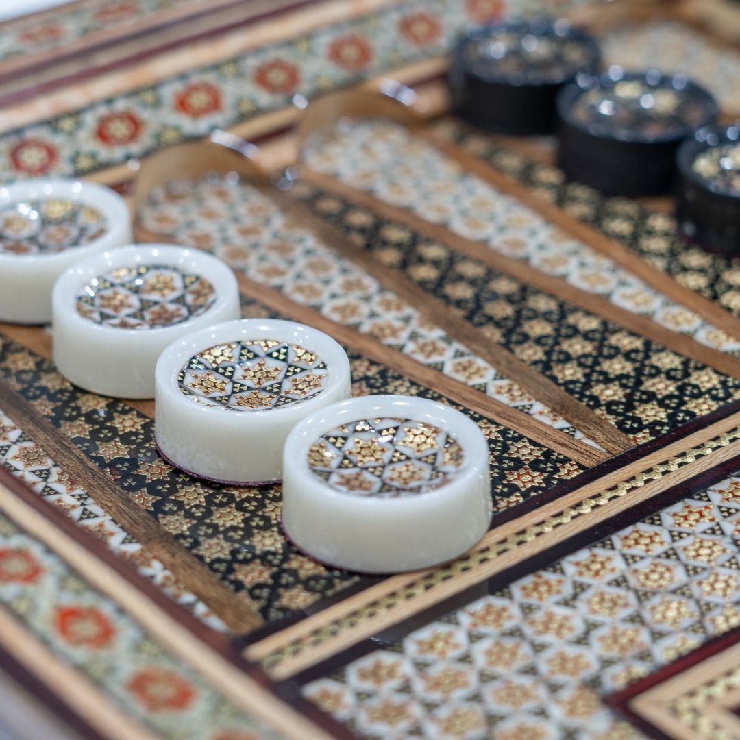 Handmade Persian Khatam Chess and Backgammon Set