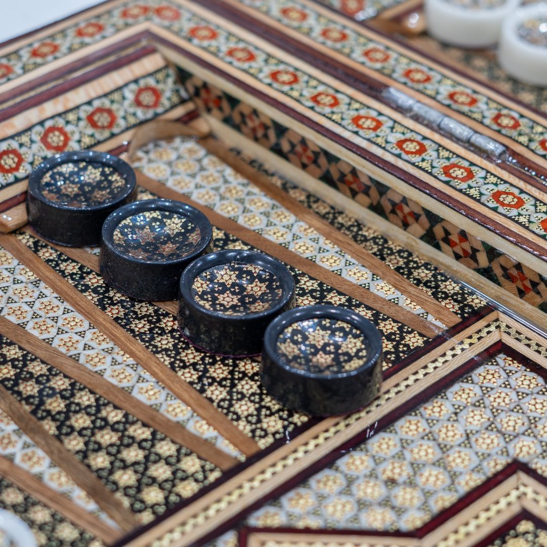 Handmade Persian Khatam Chess and Backgammon Set