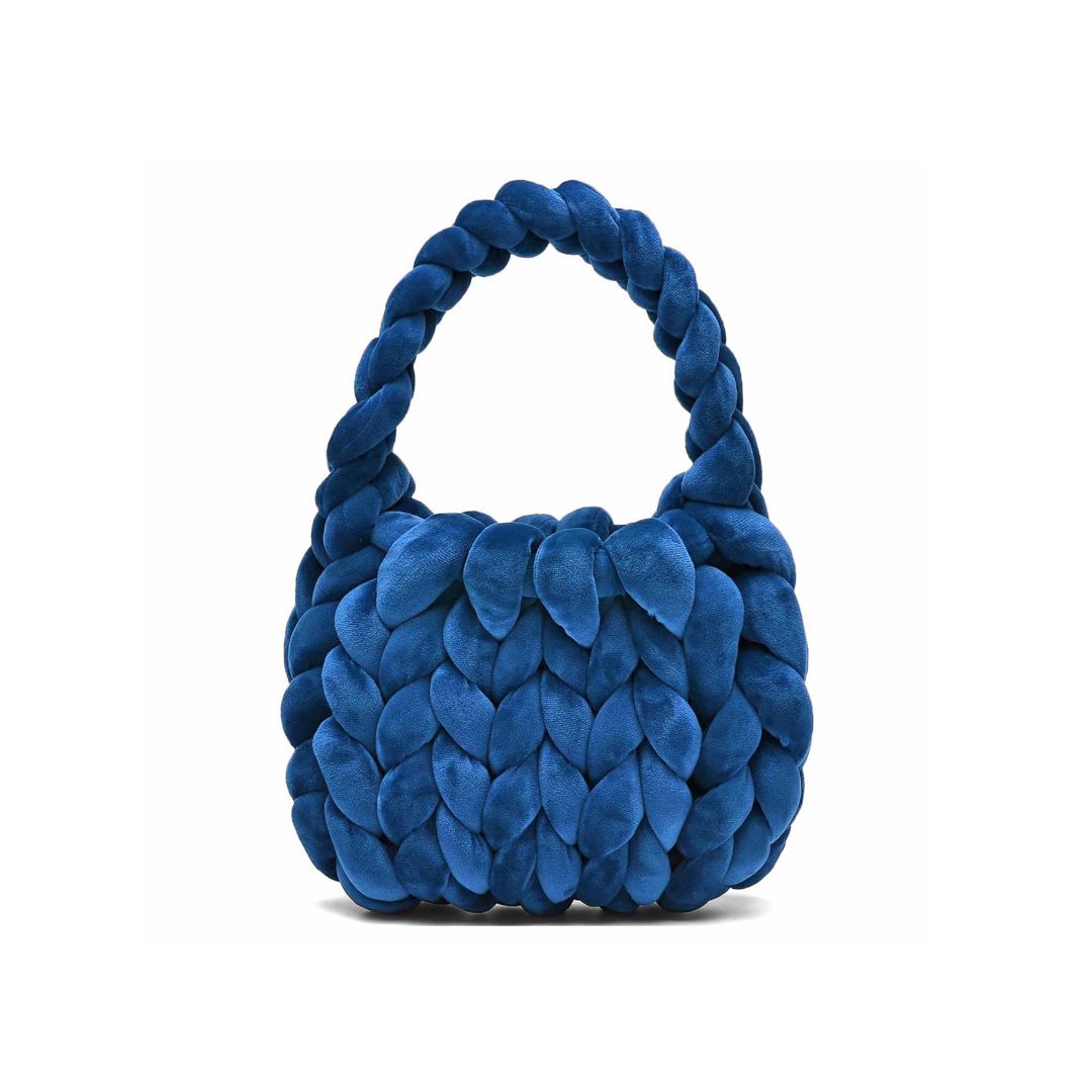 Velvet Chunky Handbag (Dark Blue)