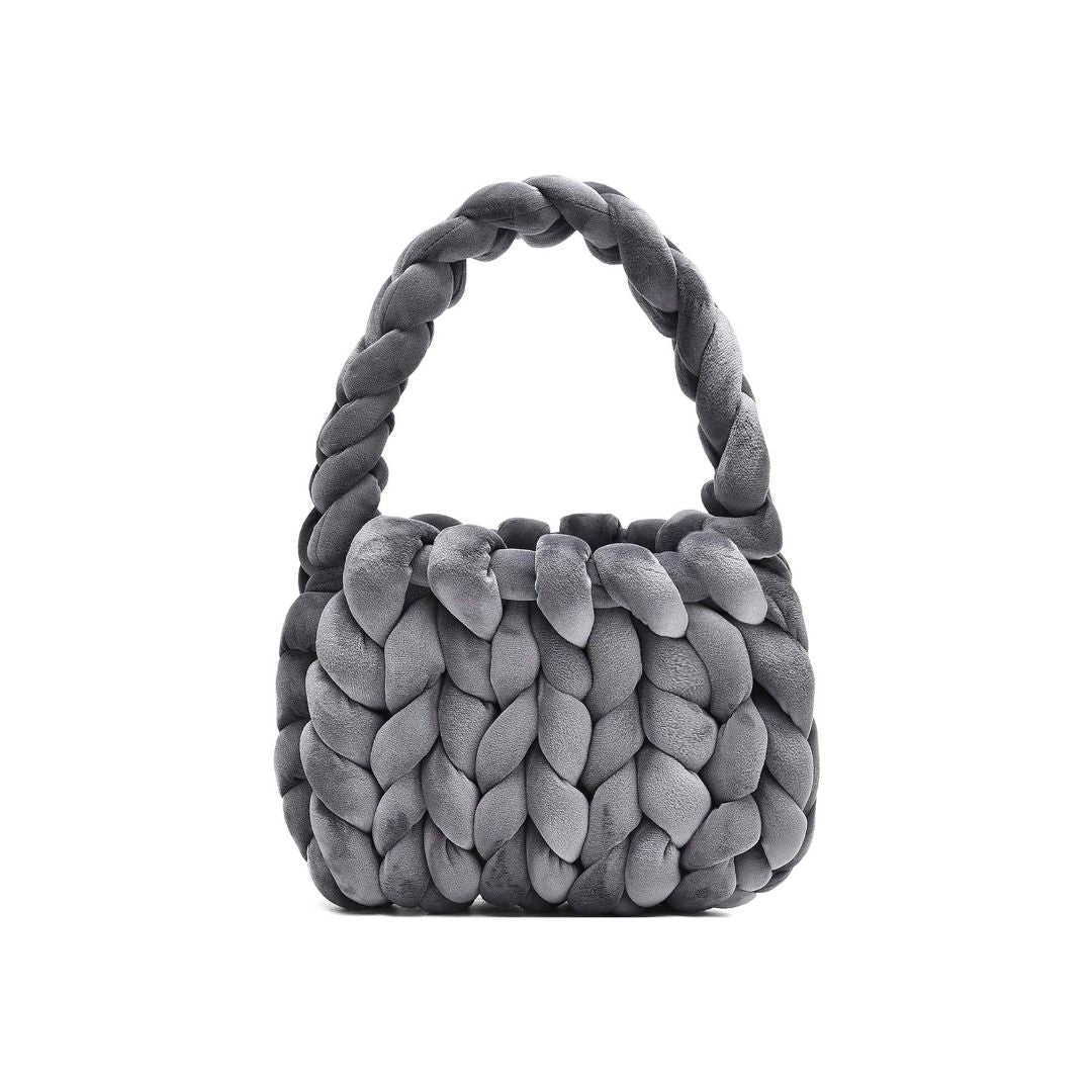 Velvet Chunky Handbag (Dark Grey)