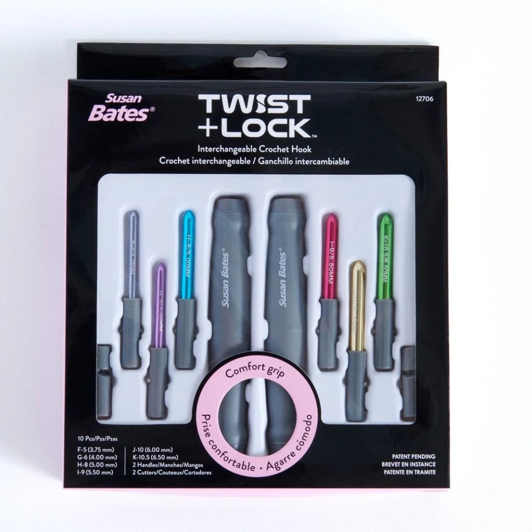Susan Bates Twist + Lock Interchangeable Deluxe Crochet Hook Set