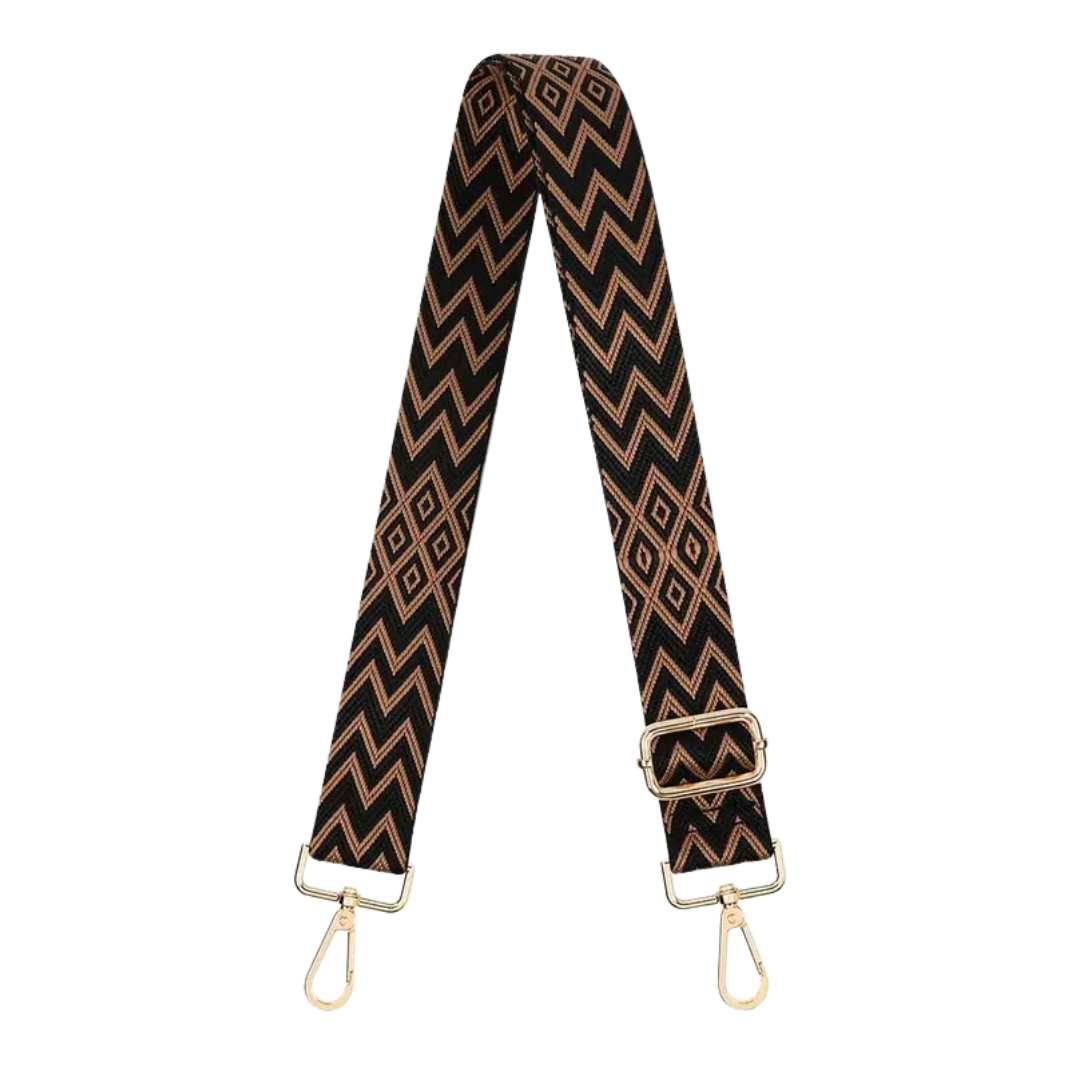 Handmayk Woven Fabric Bag Strap (Black Chevron)