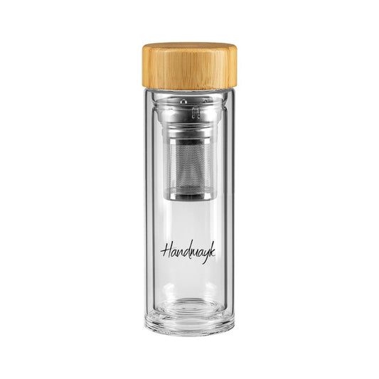 Handmayk Double Wall Glass Bottle with Bamboo Lid (The Brand)