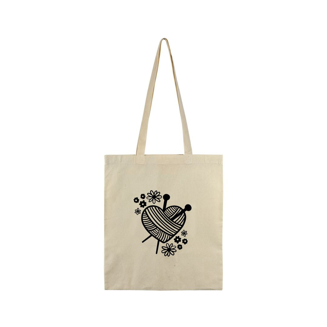 Handmayk Basic Eco-Friendly Cotton Tote Bag (Love Knitting)