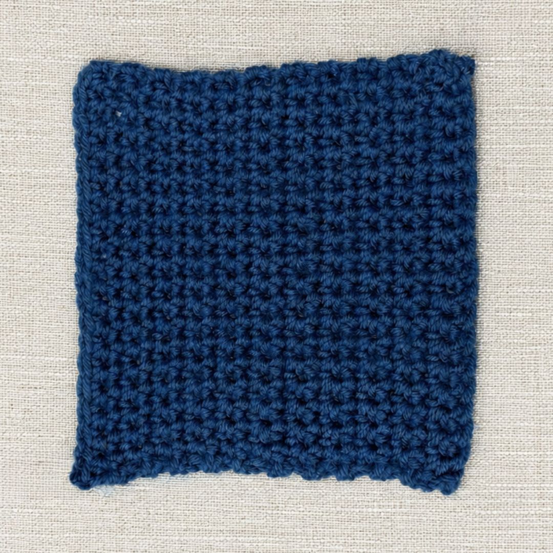 Roya Merino DK Yarn (Naturally Dyed, Japanese Yamato Indigo) Crochet Swatch