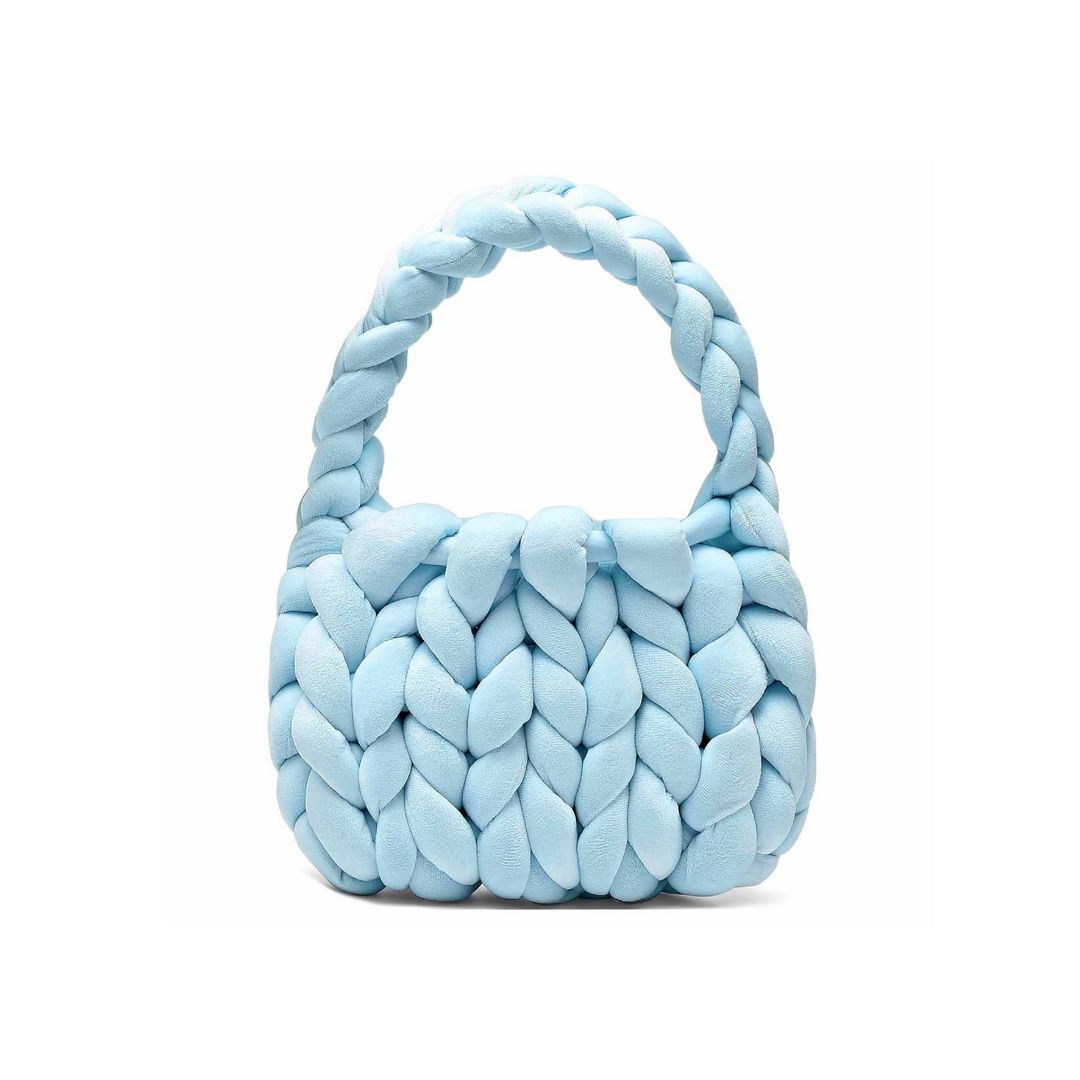 Velvet Chunky Handbag (Light Blue)