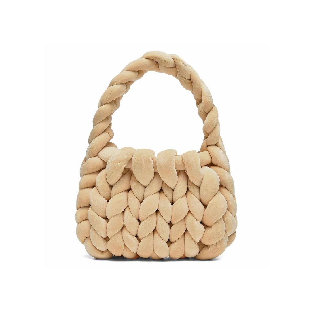 Velvet Chunky Handbag (Light Brown)