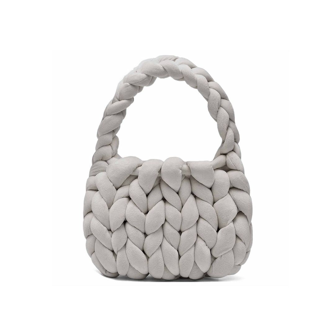 Velvet Chunky Handbag (Light Grey)