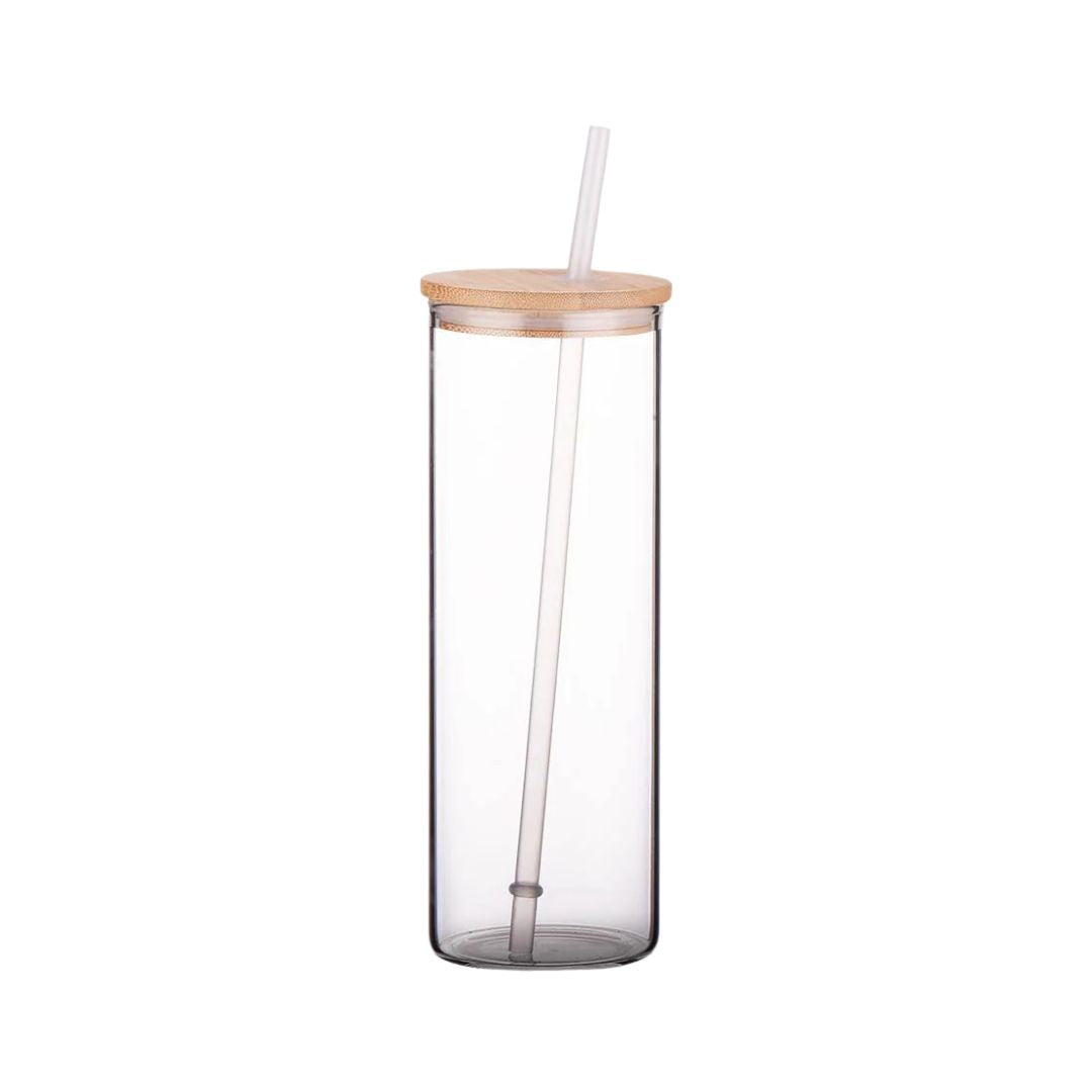 Handmayk Clear Glass Tumbler with Bamboo Lid