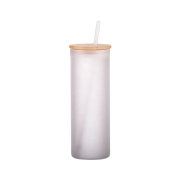 Handmayk Frosted Glass Tumbler with Bamboo Lid