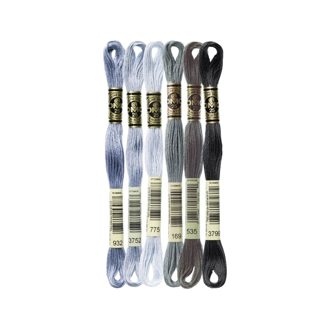 DMC Stranded Cotton Mouliné Spécial Embroidery Thread Colour Pack (Muted Blues)