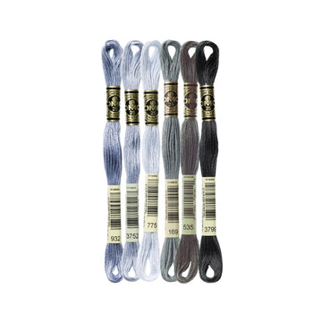 DMC Stranded Cotton Mouliné Spécial Embroidery Thread Colour Pack (Muted Blues)