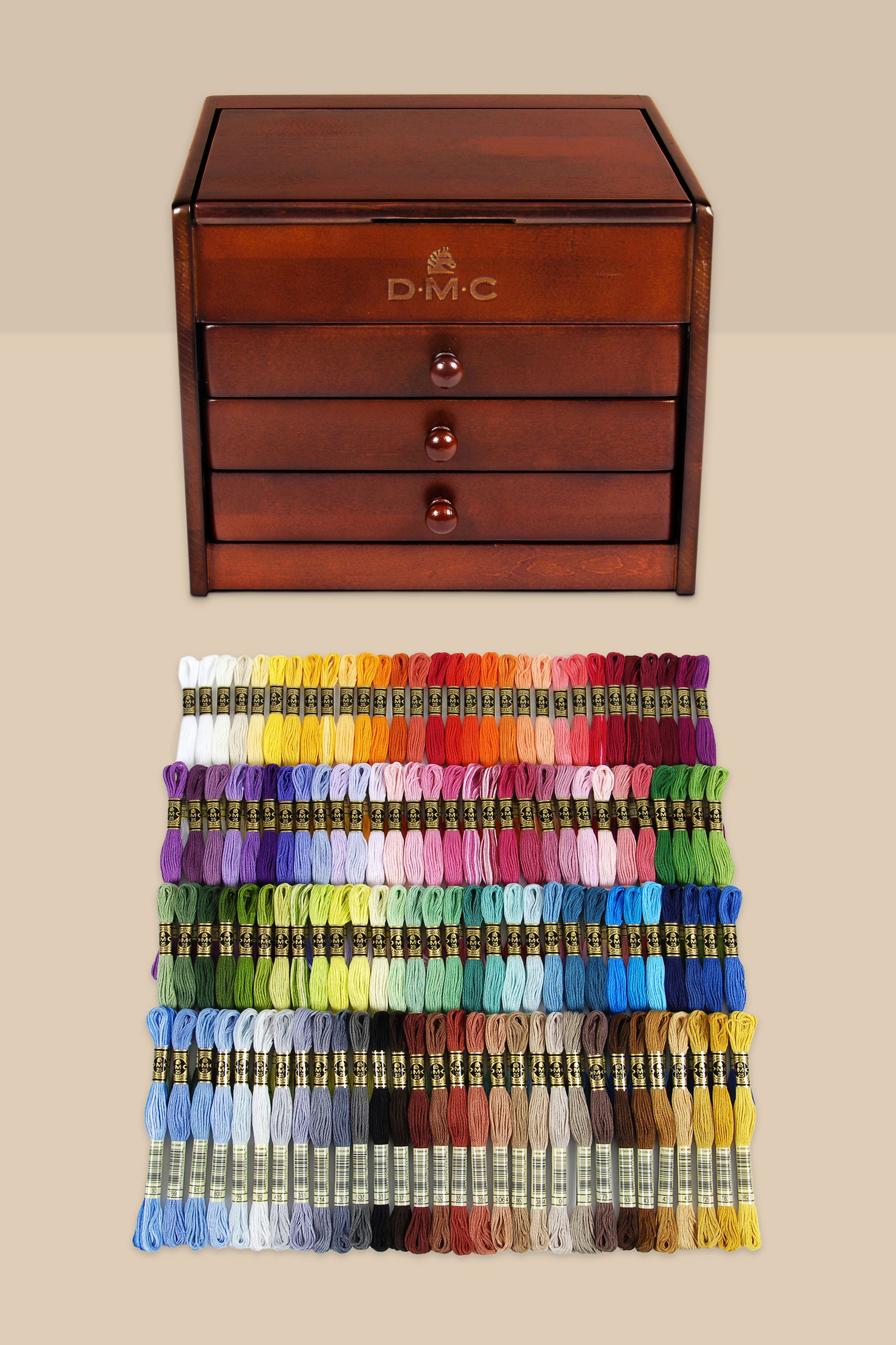 DMC Vintage Wooden Chest with 120 Stranded Cotton Embroidery Threads