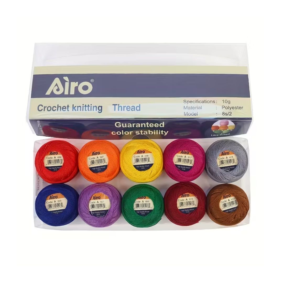 Airo Polyester Embroidery Thread Colour Pack (Pack of 10)