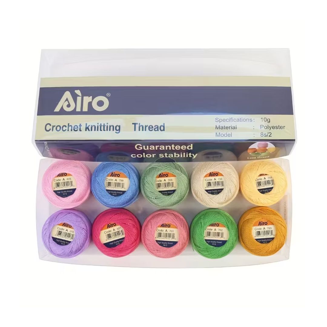 Airo Polyester Embroidery Thread Colour Pack (Pack of 10)