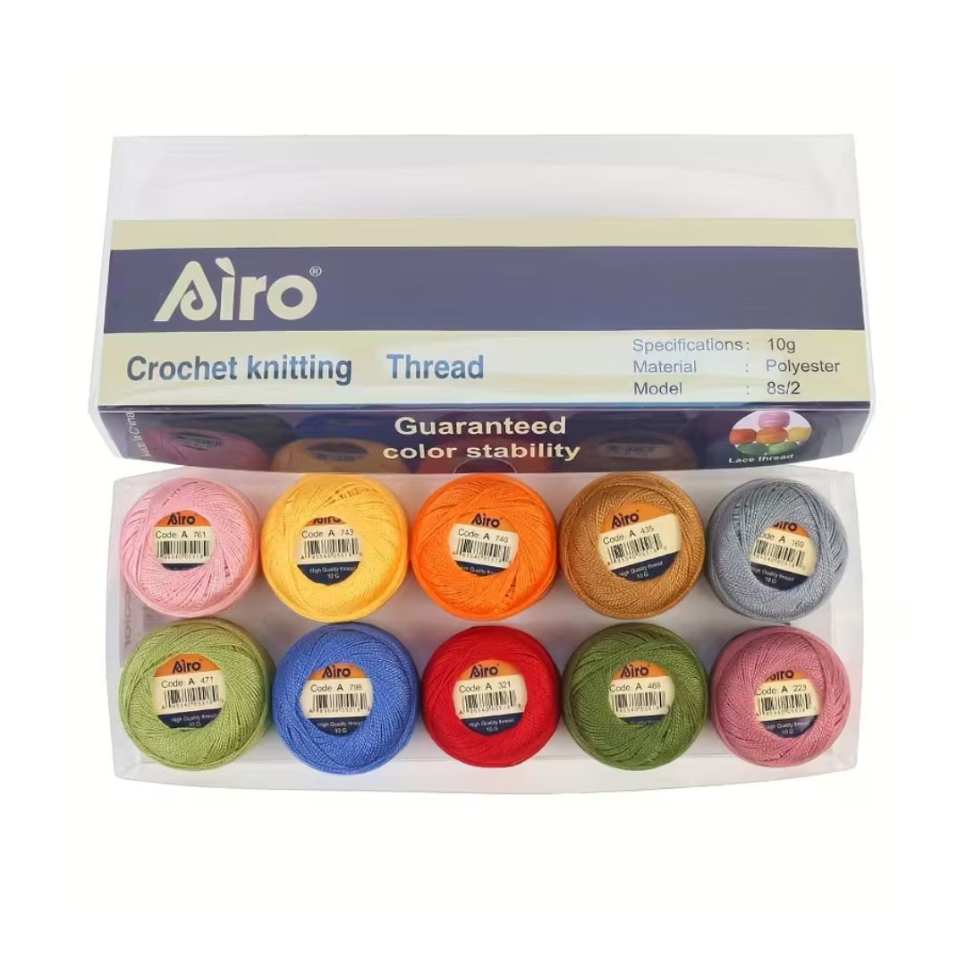 Airo Polyester Embroidery Thread Colour Pack (Pack of 10)