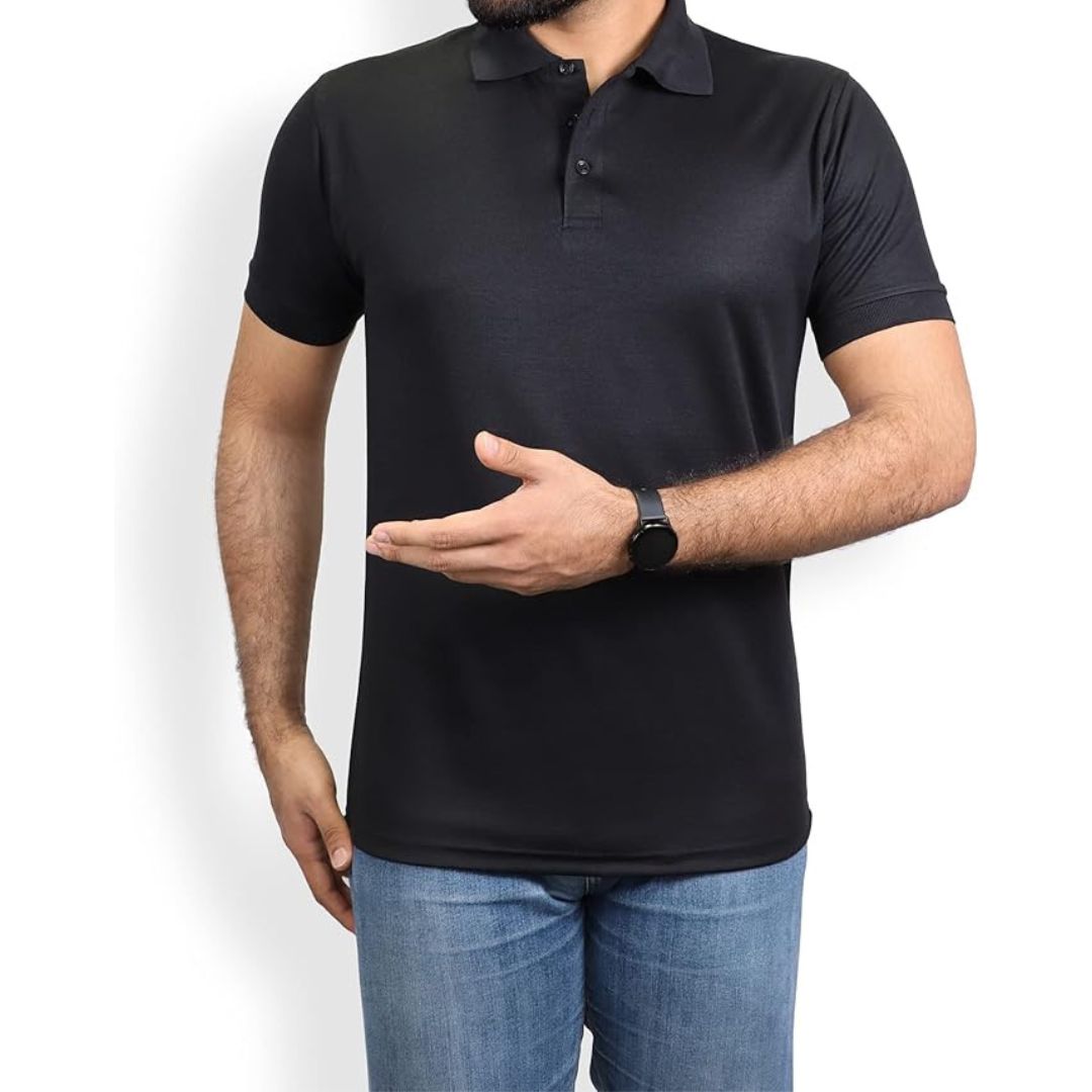 Pilot Premium Cotton Polo T-Shirt (Black)
