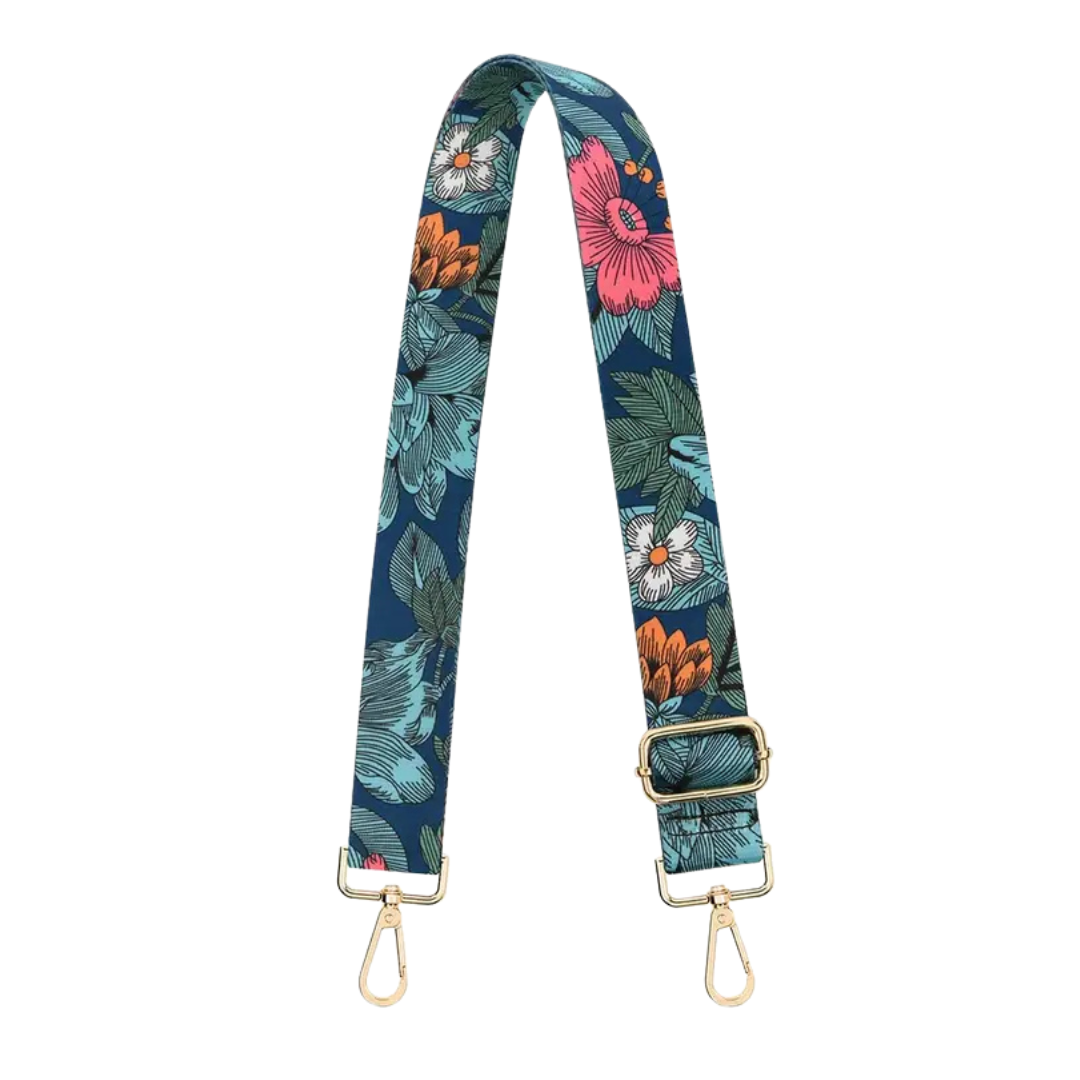 Handmayk Printed Fabric Bag Strap (Pink & Blue Flowers)