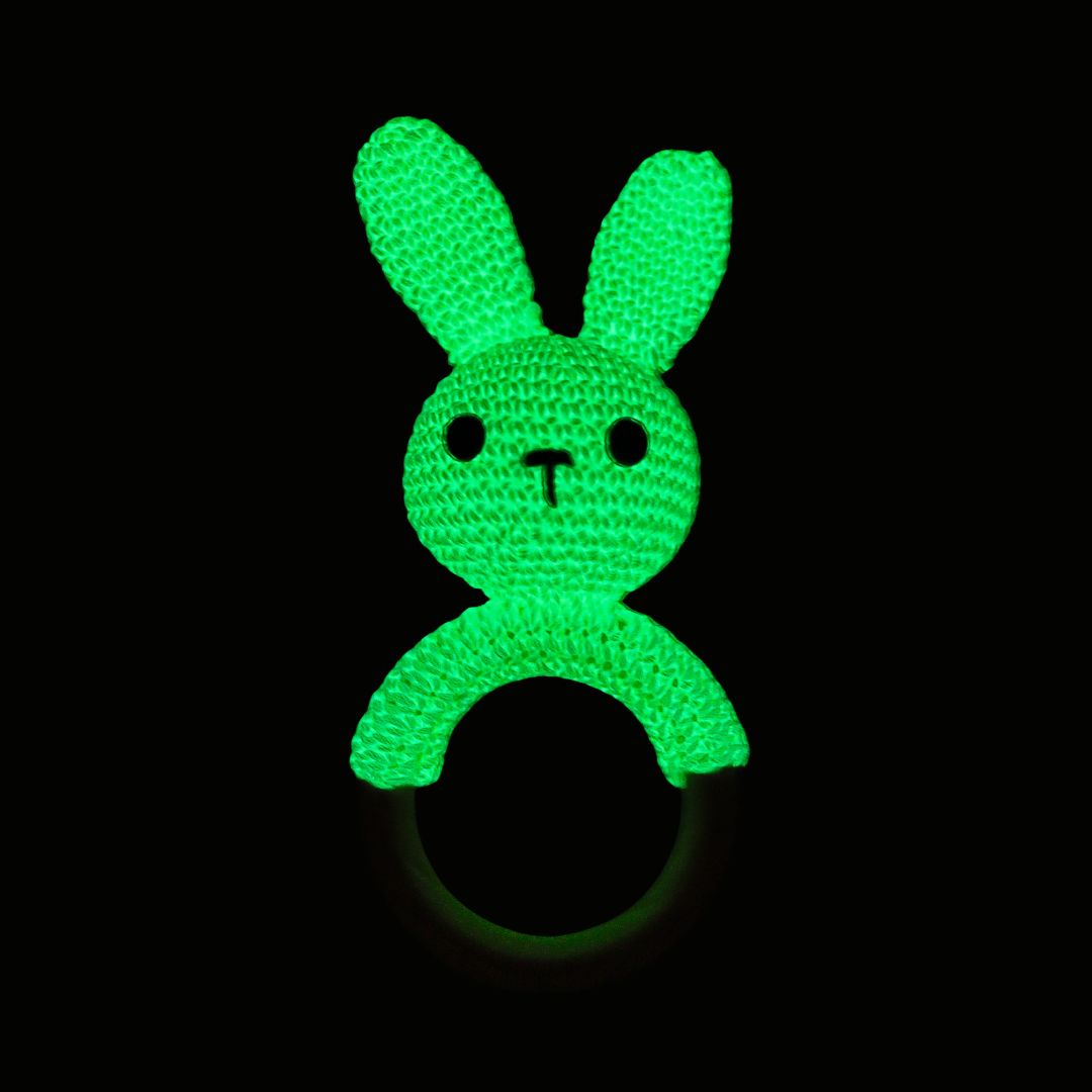 Handmayk Glow-in-the-Dark Bunny Rattle Toy