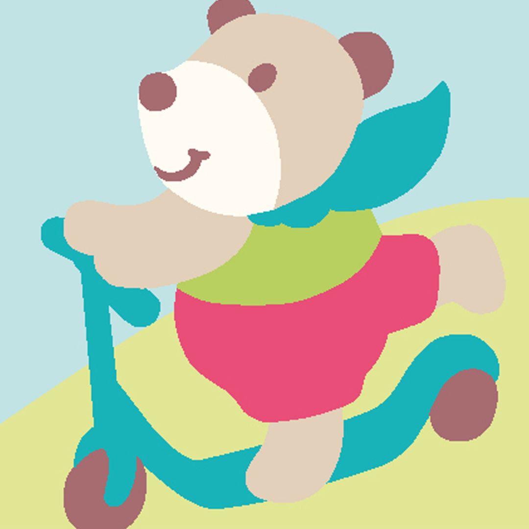 DMC Tapestry Kit - Kids Craft (Teddy Bear Riding a Scooter)