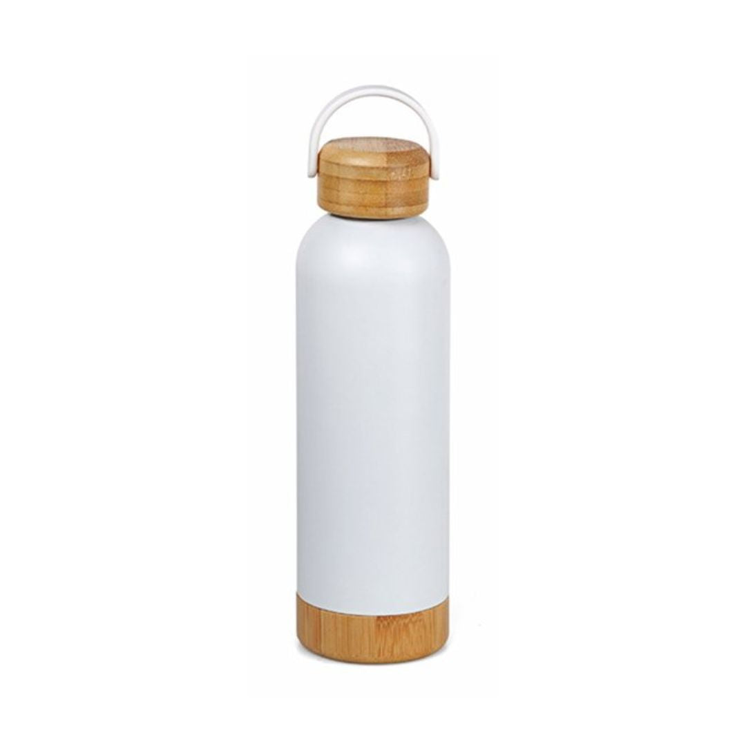 Handmayk Subli Stainless Steel Vacuum Insulated Bottle with Bamboo Lid and Base