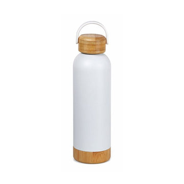 Handmayk Subli Stainless Steel Vacuum Insulated Bottle with Bamboo Lid and Base