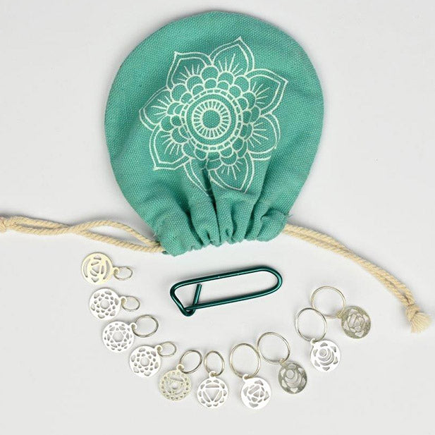KnitPro The Mindful Collection Sterling Silver Plated Chakra Stitch Markers