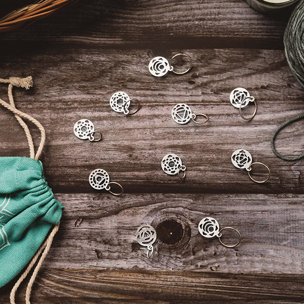 KnitPro The Mindful Collection Sterling Silver Plated Chakra Stitch Markers