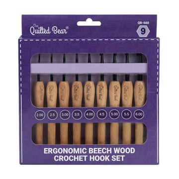 The Quilted Bear Ergonomic Beech Wood Crochet Hook Set