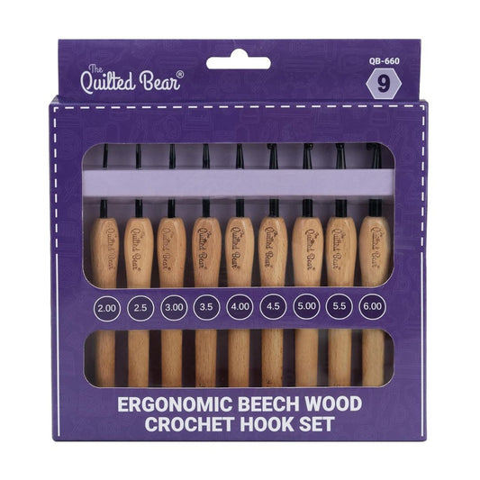 The Quilted Bear Ergonomic Beech Wood Crochet Hook Set