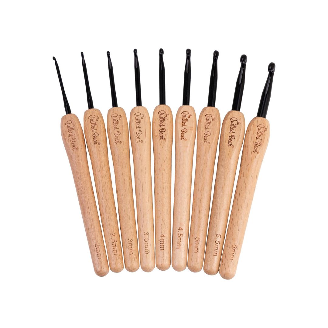 The Quilted Bear Ergonomic Beech Wood Crochet Hook Set