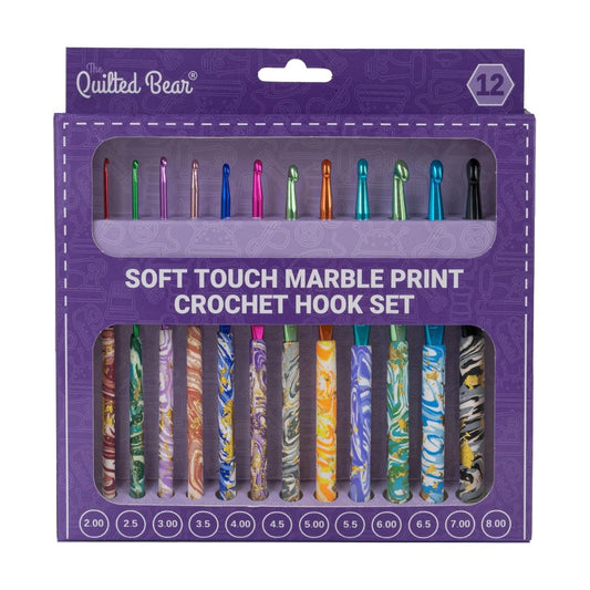 The Quilted Bear Marble Print Crochet Hook Set