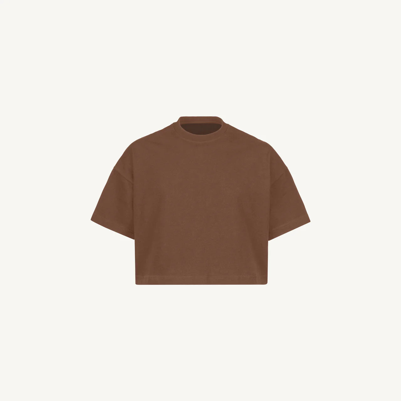 Handmayk Luxury Cropped Oversized Fit with Crew Neck T-Shirt for Adults (Vintage Brown)