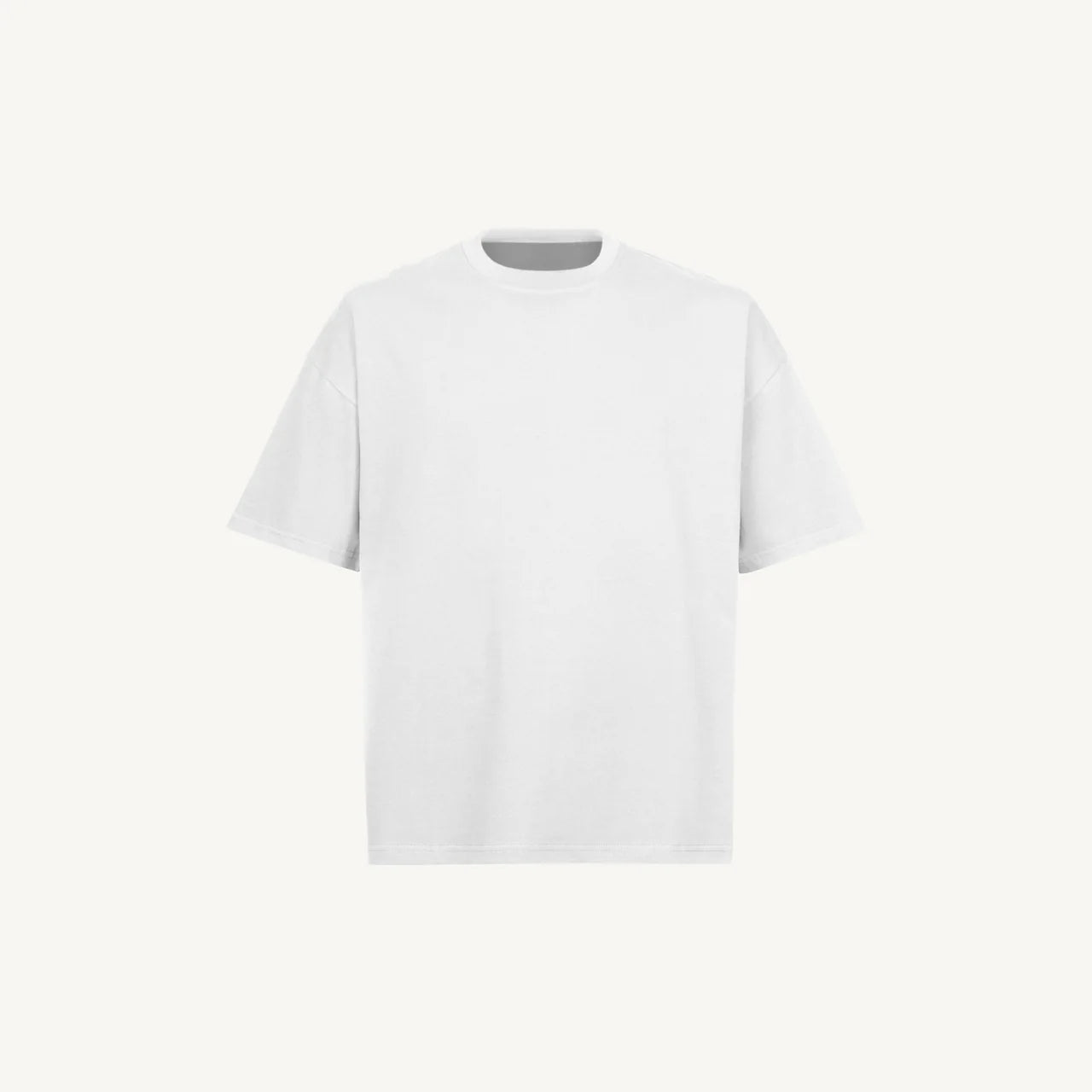 Handmayk Luxury Oversized Boxy Fit with Crew Neck T-Shirt for Adults (White)