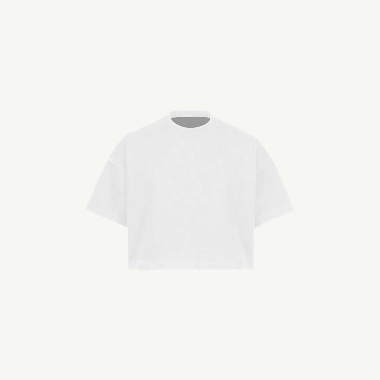 Handmayk Luxury Cropped Oversized Fit with Crew Neck T-Shirt for Adults (White)